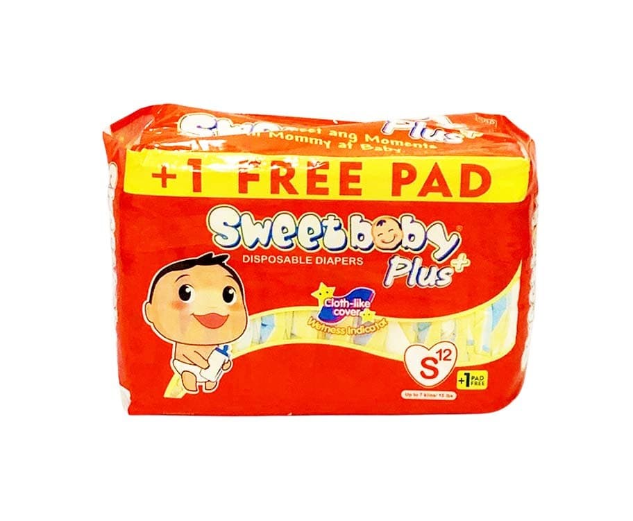 Sweet Baby Plus Disposable Diapers Small up to 7kg (15lbs) 12+1 Pads