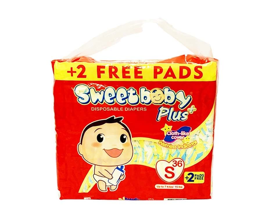 Sweet Baby Plus Disposable Diapers Small up to 7kg (15lbs) 36+2 Pads