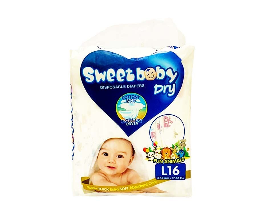Sweet Baby Dry Disposable Diapers Large 8-14kg (17-30lbs) 16 Diapers