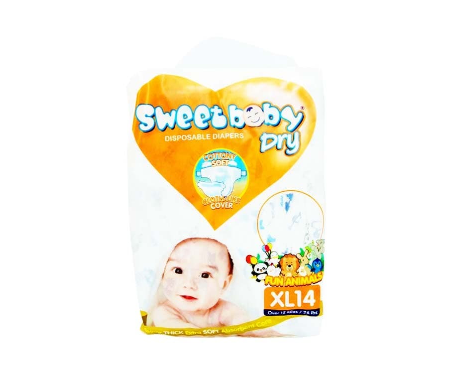 Sweet Baby Dry Disposable Diapers XL (Over 12kg/ 26lbs) 14 Diapers