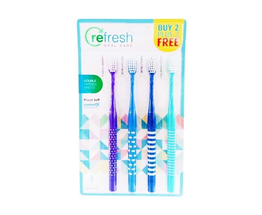 Refresh Oral Care Double Tapered Bristle (2+2 Packs)