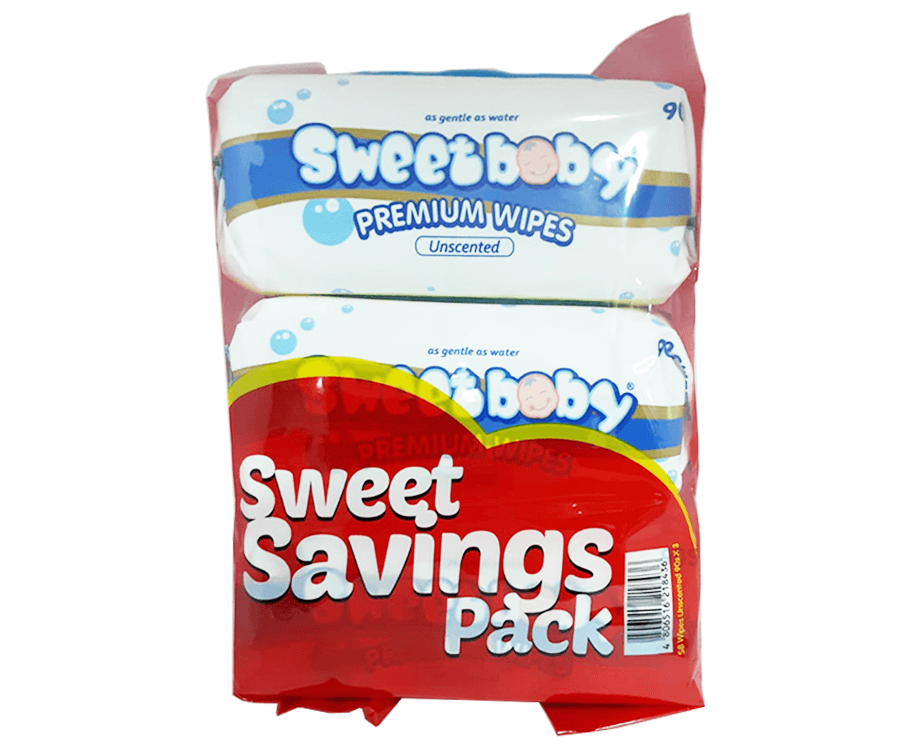 Sweet Baby Premium Wipes Unscented Sweet Savings Pack (3 Packs x 90g)