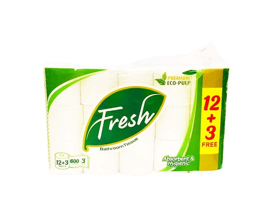 Fresh Bathroom Tissue 3-Ply 600 Sheets 12+3 Rolls