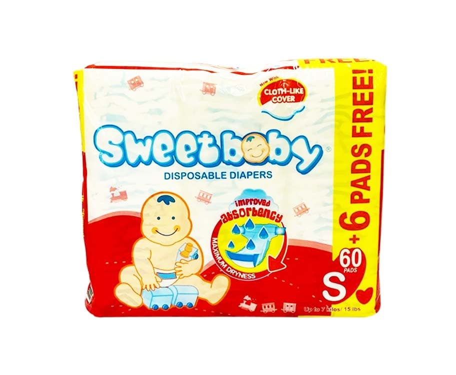 Sweet Baby Disposable Diapers Small up to 7kg (15lbs) 60+6 Pads