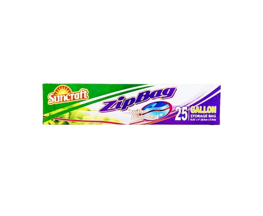Suncraft ZipBag with Wide Seal 25 Gallon Storage Bag 10.56" x 11" (26.8cm x 27.9cm)