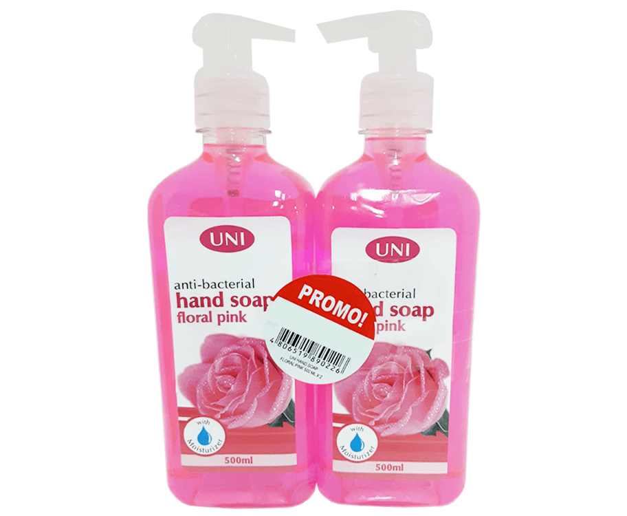 Uni Anti-Bacterial Hand Soap Floral Pink With Moisturizer (2 Packs x 500mL)