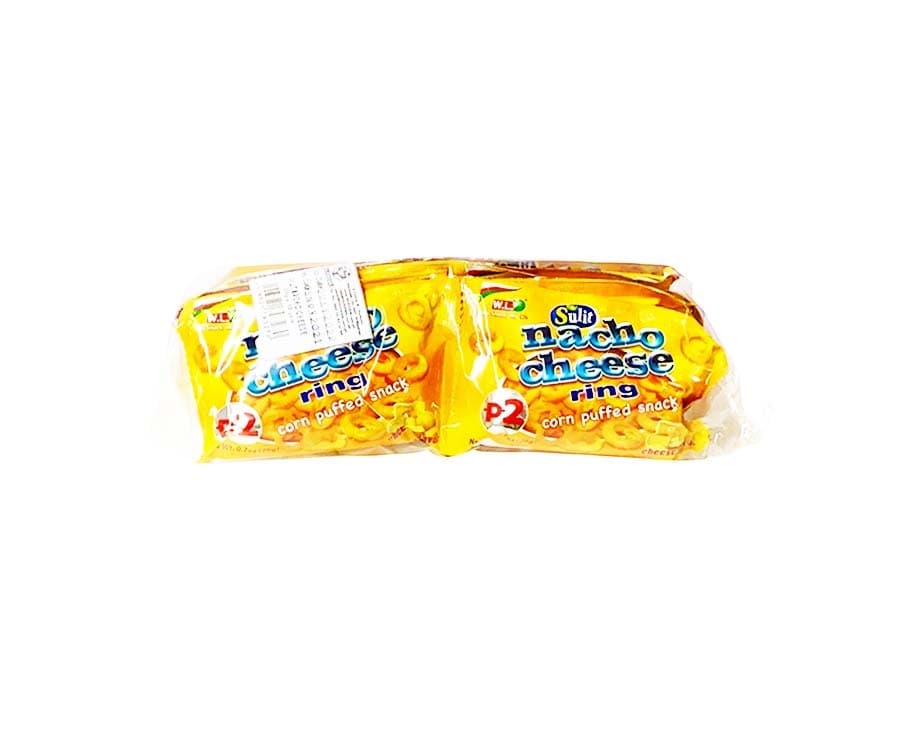 W.L. Foods Sulit Nacho Cheese Ring Corn Puffed Snack Cheese Flavor (10 Packs x 20g) 200g