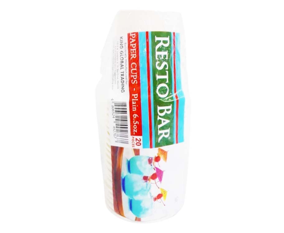 Resto Bar Paper Cups Plain 6.5oz 20 Pieces