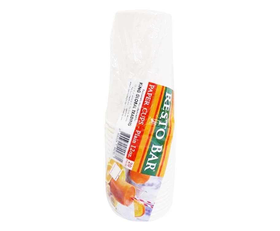 Resto Bar Paper Cups - Plain 12oz 20 Pieces