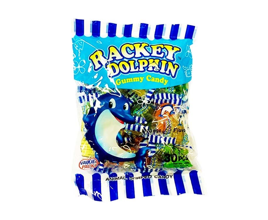 Rackey Dolphin Gummy Candy Animal Shaped Candy Orange Flavor Value Pack 30 Pieces 150g