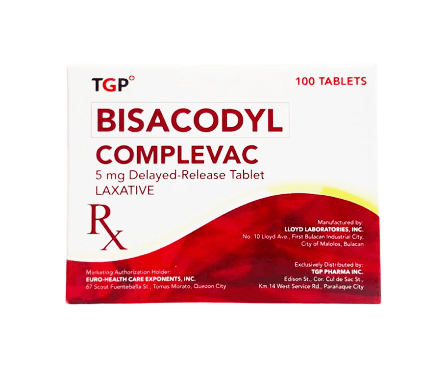 TGP Bisacodyl Complevac 5mg Delayed-Released 100 Tablets Laxative