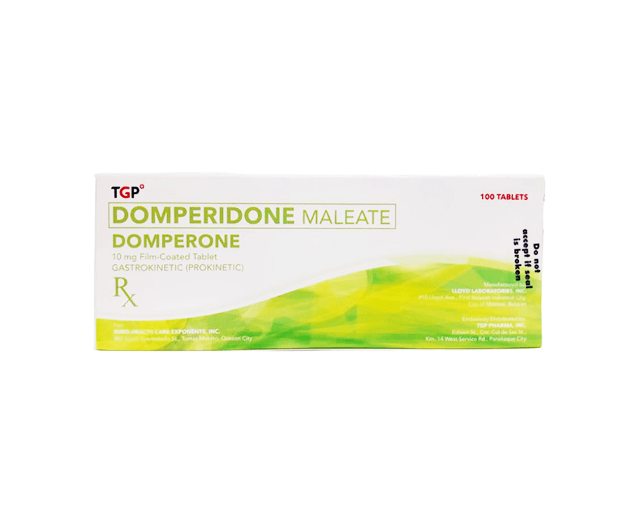 TGP Domperidone Maleate Domperone 10mg Film-Coated 100 Tablets Gastrokinetic (Prokinetic)