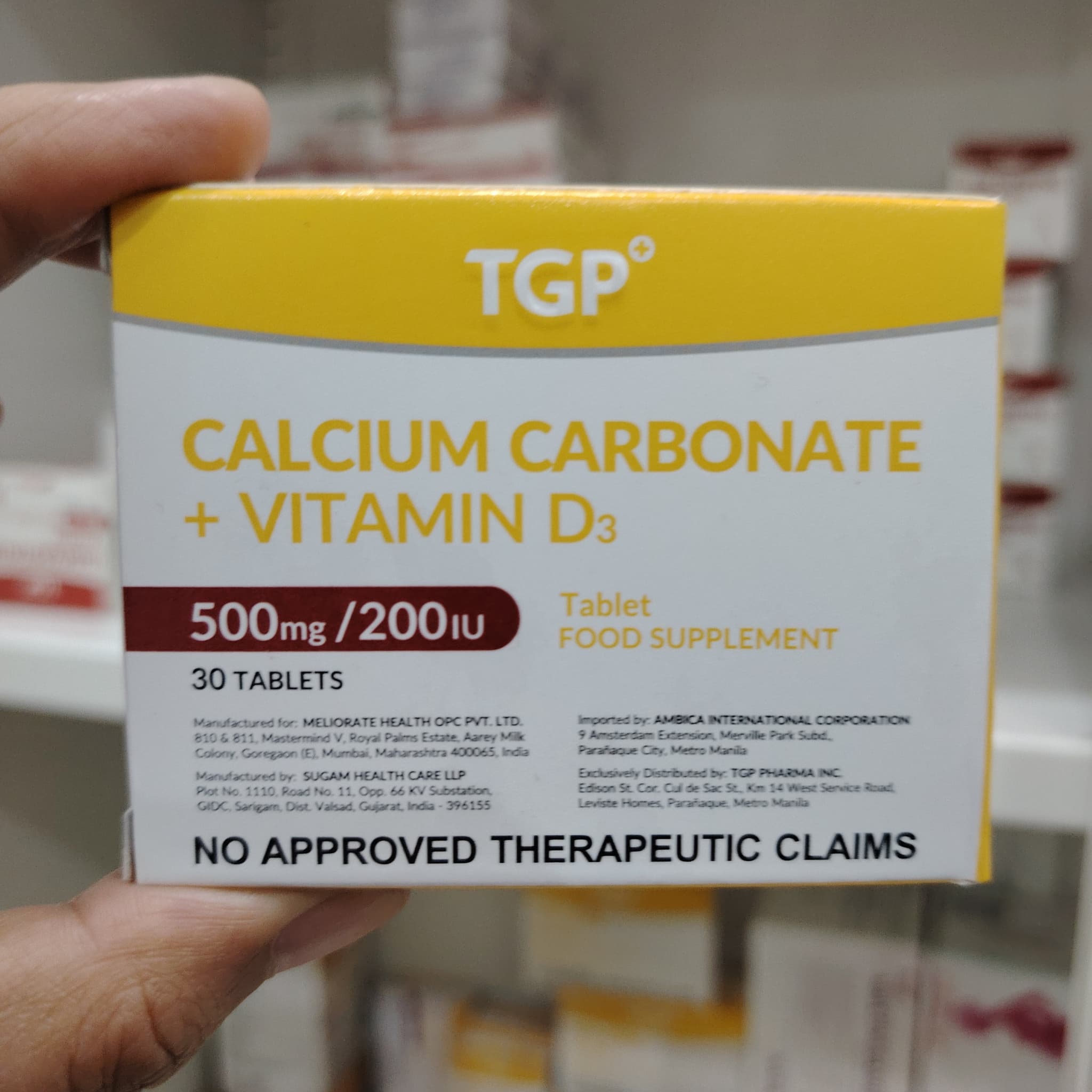 Calcium Carbonate+Vitamin D3 500mg/200IU