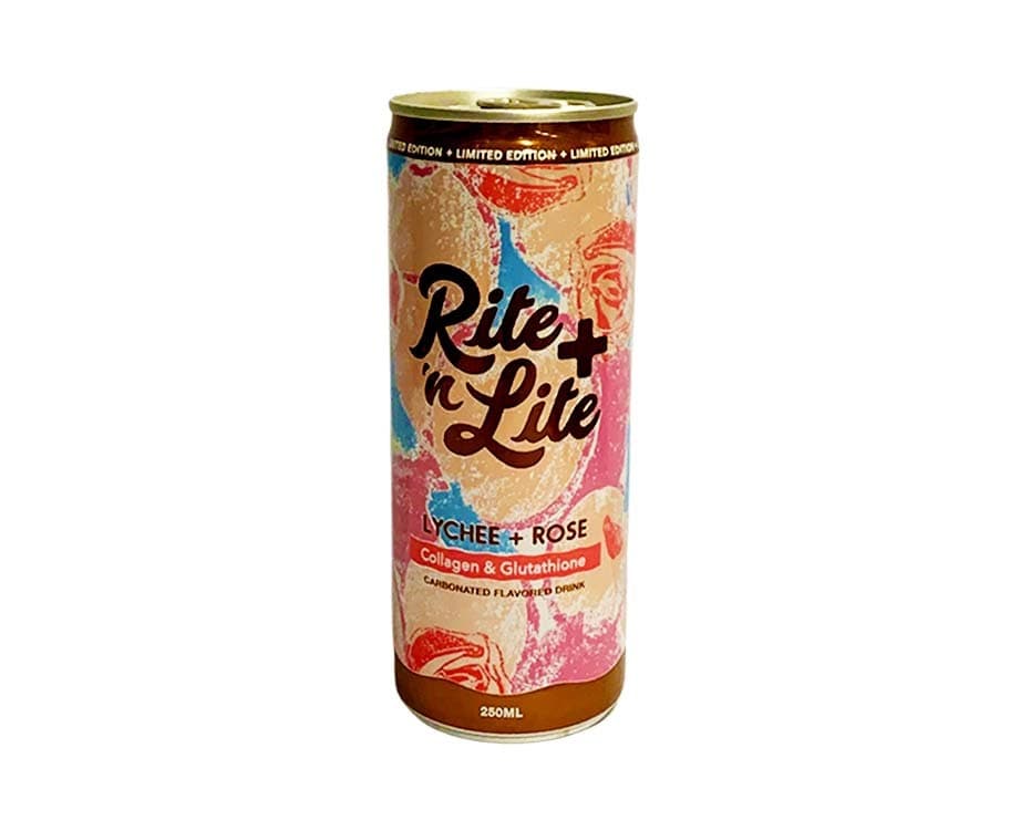 Rite 'n Lite Lychee + Rose Collagen & Glutathione Carbonated Flavored Drink 250mL