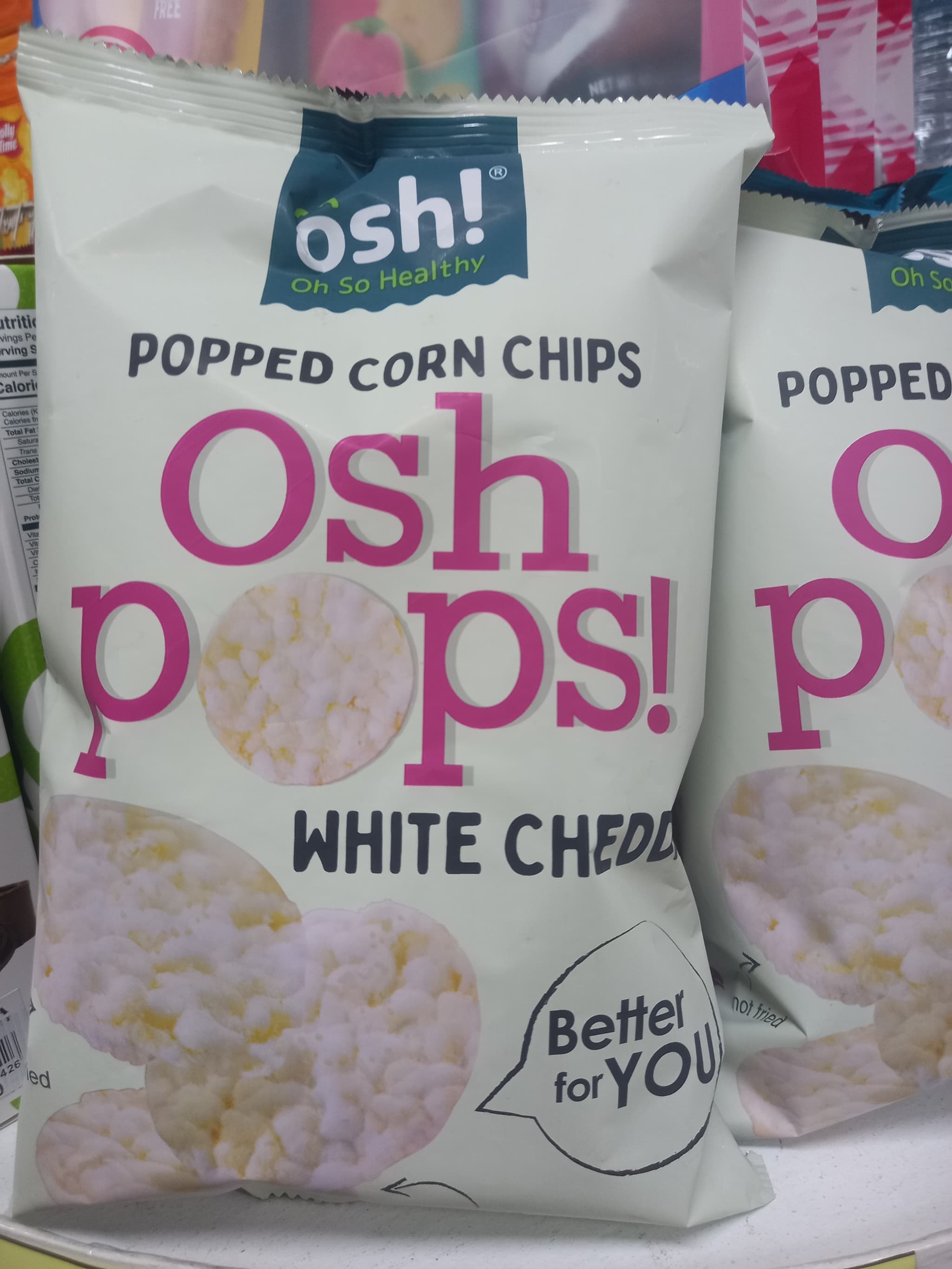 Osh! Oh So Healthy Popped Corn Chips Osh Pops! White Cheddar 80g