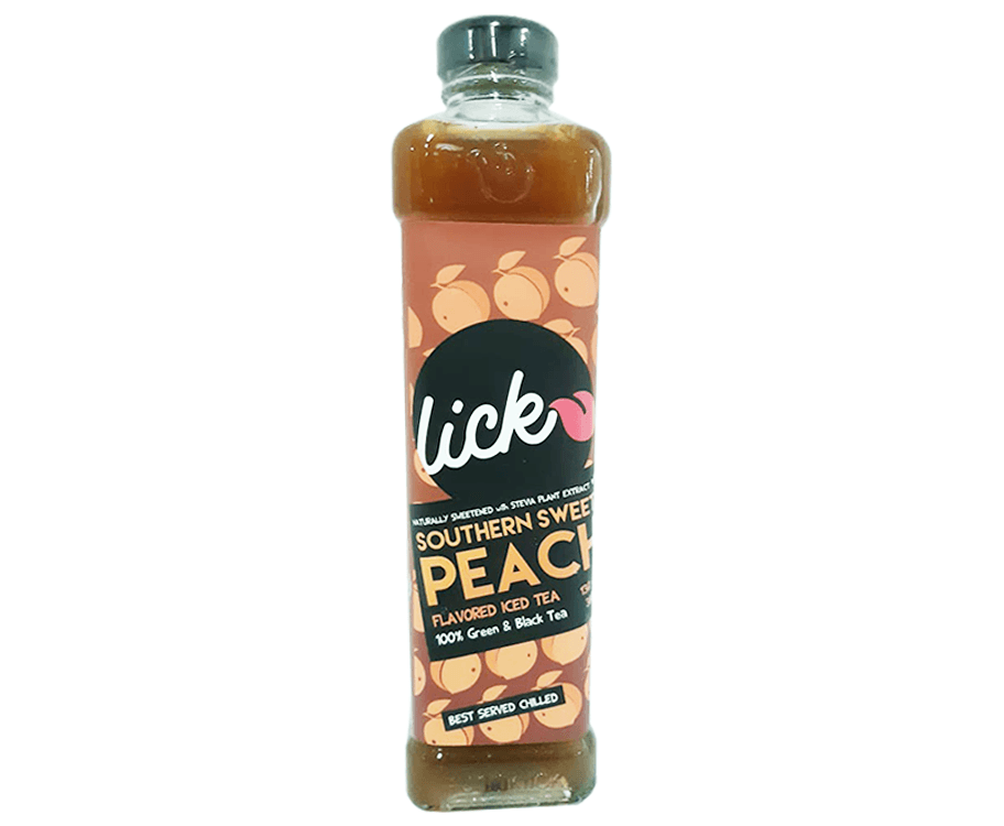 Lick Naturally Sweetened with Stevia Plant Extract Southern Sweet Peach Flavored Iced Tea 380mL