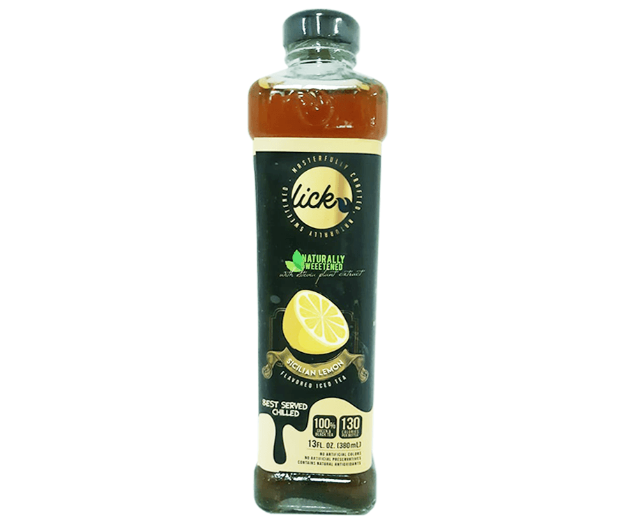 Lick Naturally Sweetened with Stevia Plant Extract Sicilian Lemon Flavoured Iced Tea 380mL
