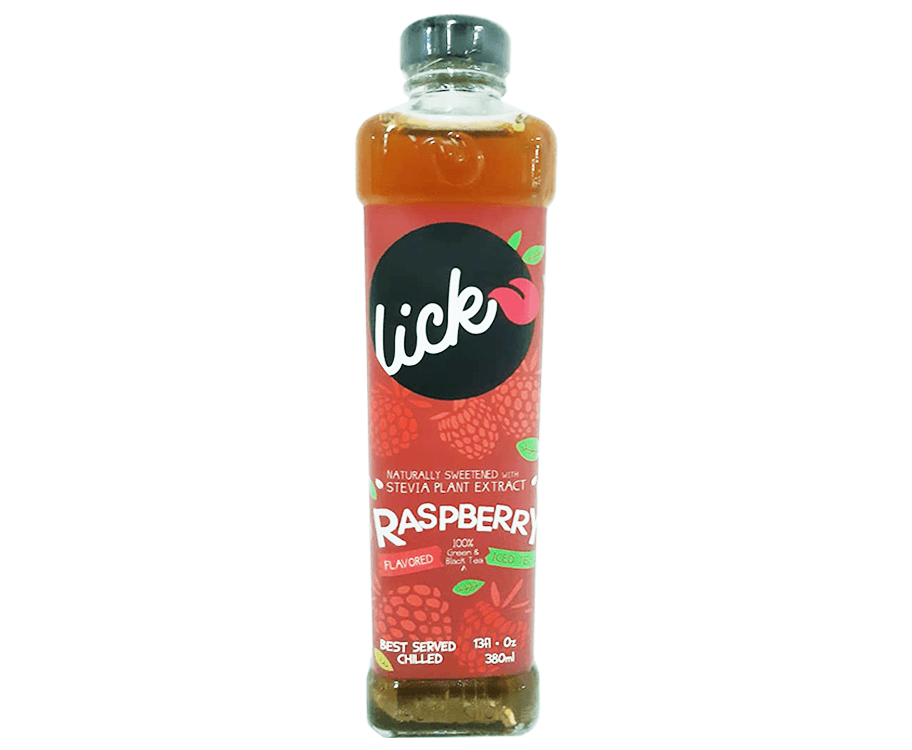 Lick Naturally Sweetened with Stevia Plant Extract Raspberry Flavored Iced Tea 380mL