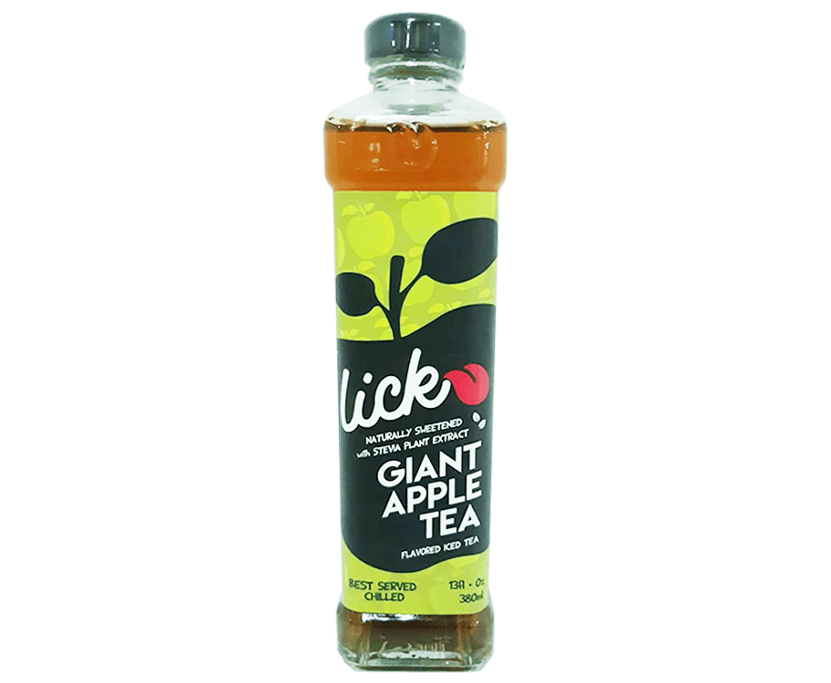 Lick Naturally Sweetened with Stevia Plant Extract Giant Apple Tea Flavored Iced Tea 380mL