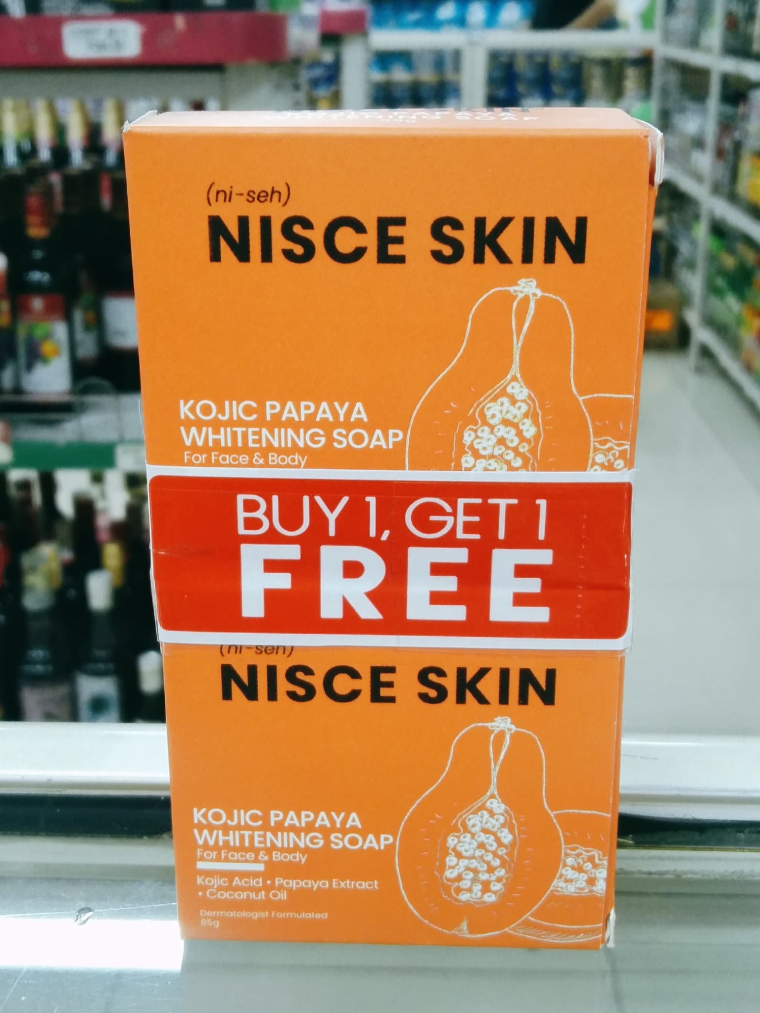 Nisce Skin Kojic Papaya Whitening Soap (2 Soap x 65g) Buy 1 Get 1 Free