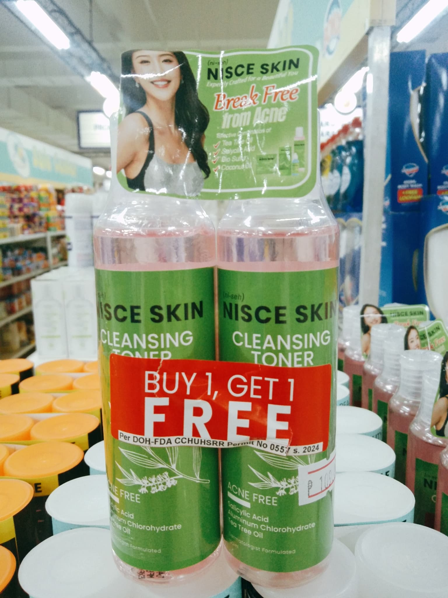 Nisce Skin Cleansing Toner Acne Free with Tea Tree Oil (2 Bottles x 100g) Buy 1 Get 1 Free