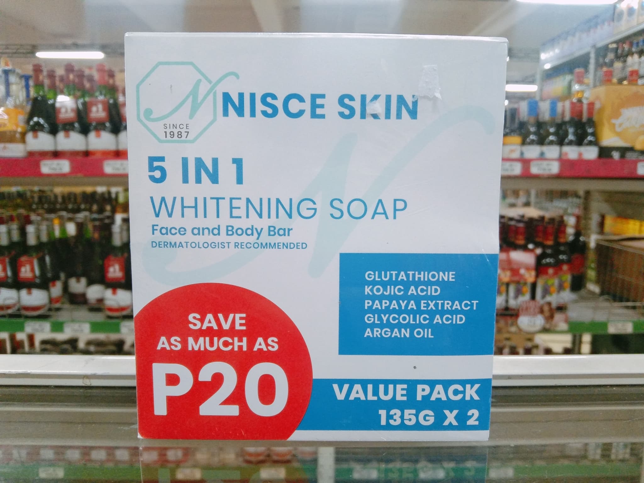 Nisce Skin 5 in 1 Whitening Soap Face and Bar Bar (2 Soap x 135g) Value Pack
