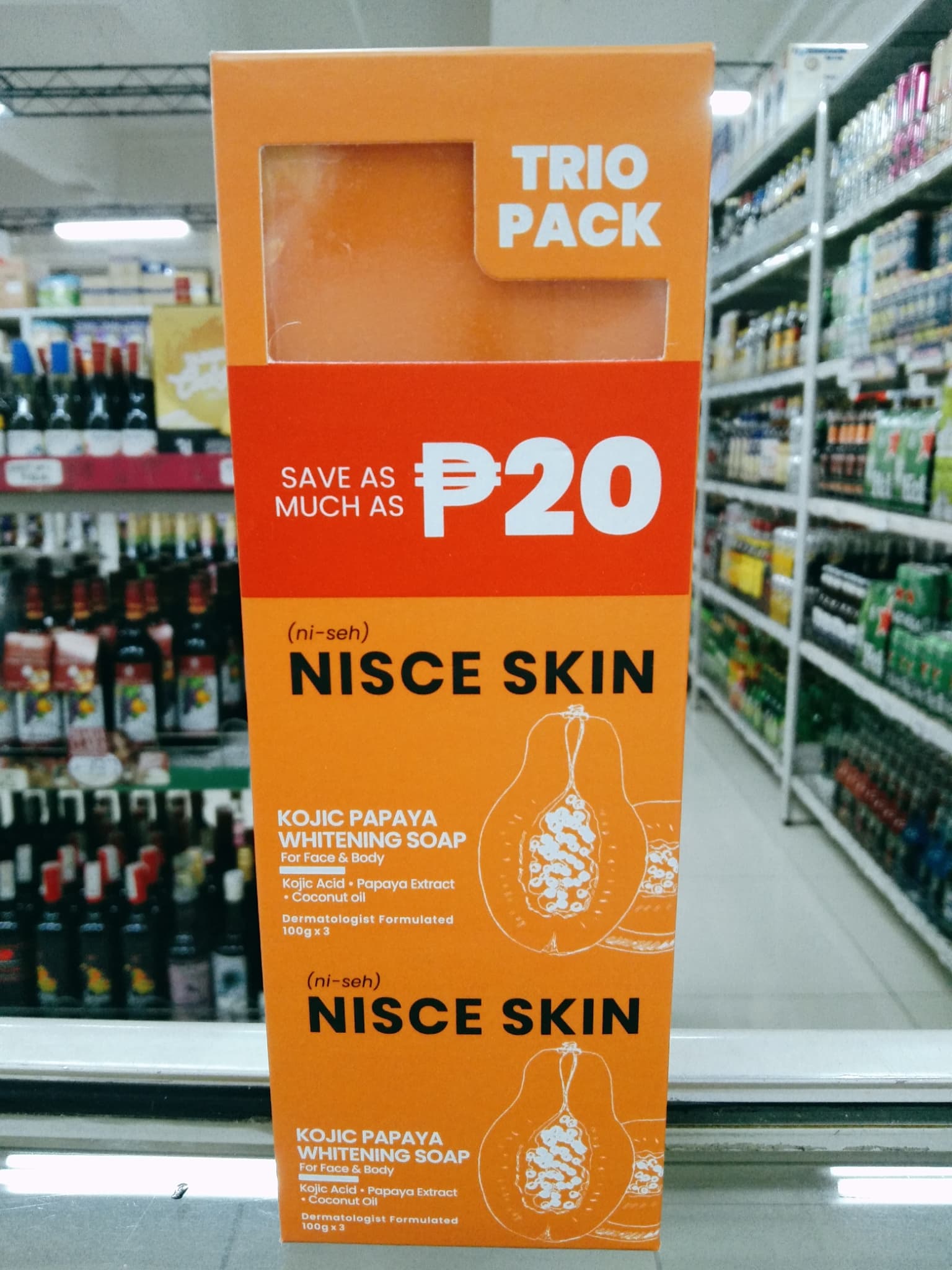 Nisce Skin Kojic Papaya Whitening Soap (3 Soap x 100g) Trio Pack