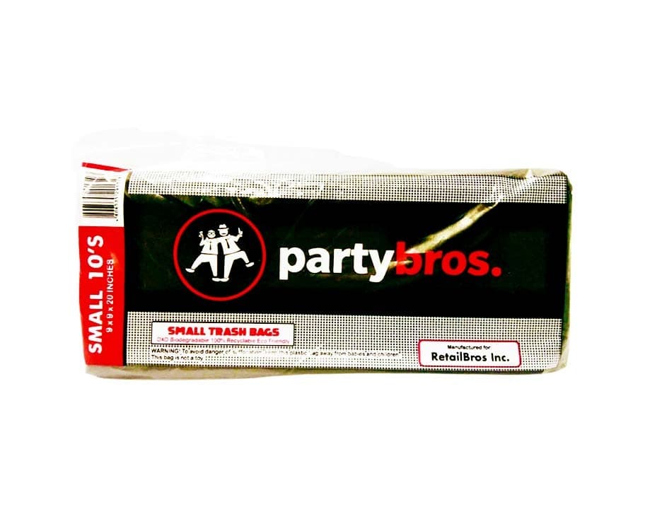 Party Bros. Small Trash Bags (9x9x20) 10 Pieces