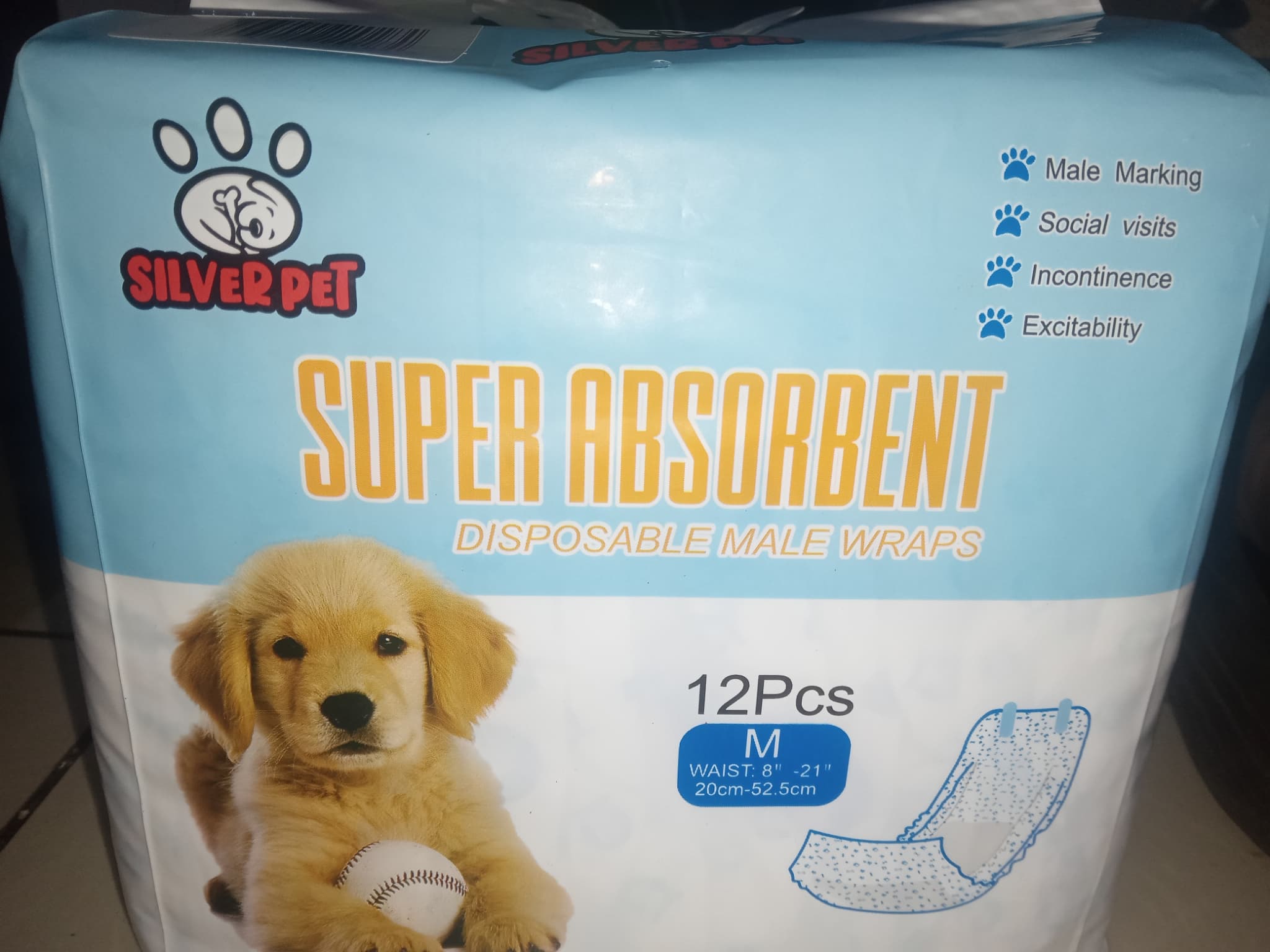 Super Absorbent Disposable Male Wrap Medium 8"-21" (20cm-52.5cm)