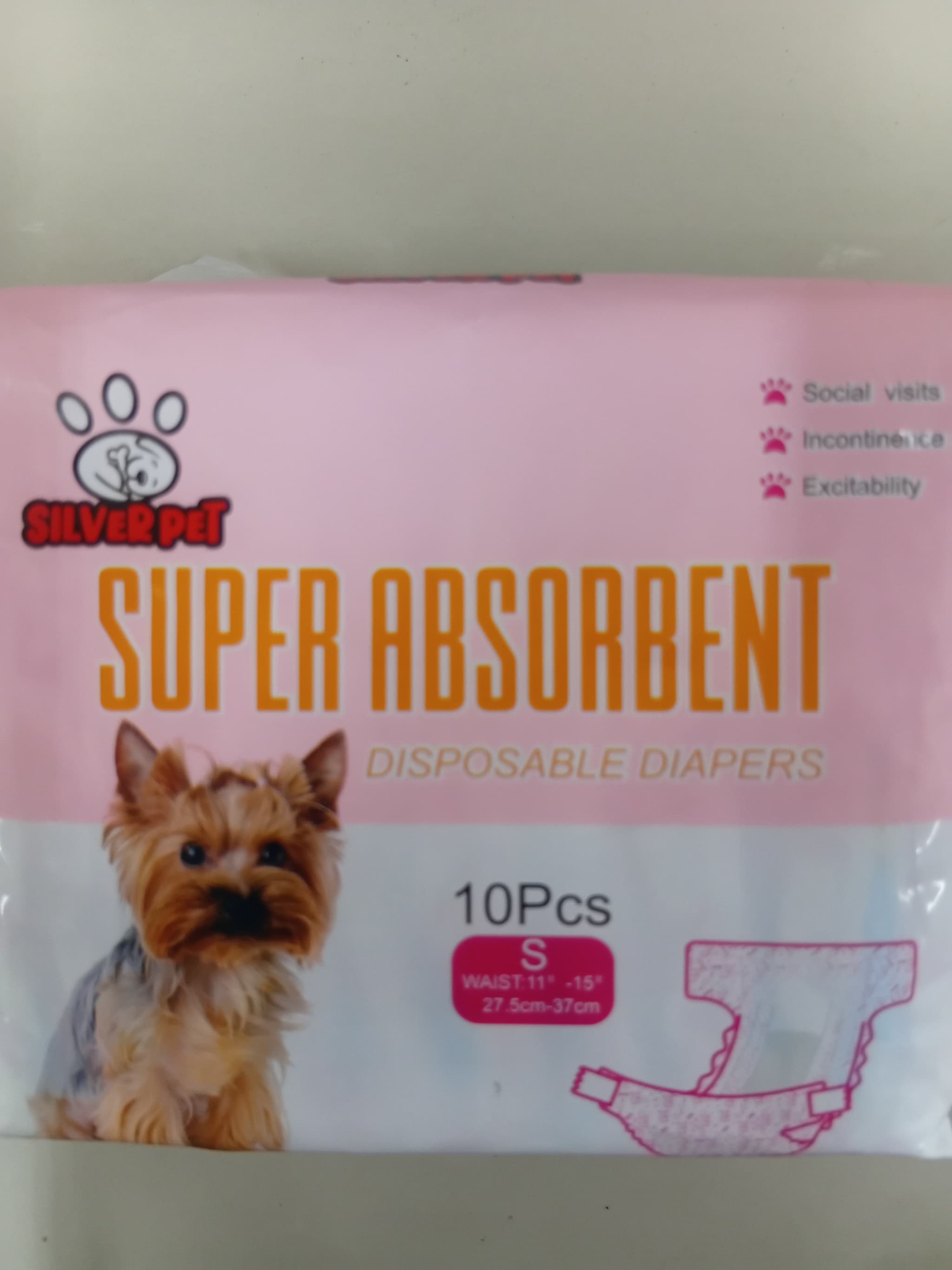 Silver Pet Super Absorbent Disposable Diapers 10pcs Small 25.5cm-37cm