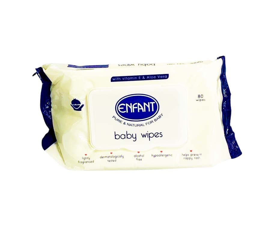 Enfant Pure & Natural For Baby Wipes with Vitamin E & Aloe Vera 80 Wipes