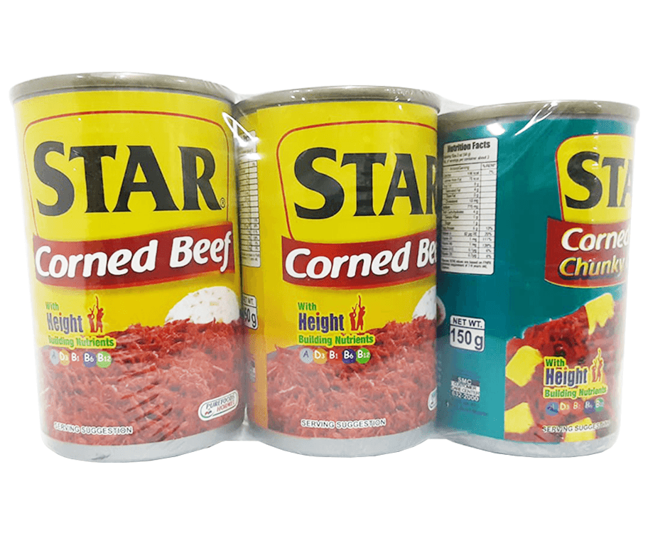 Star Pairfect Pa-Baon Corned Beef (2 Packs x 150g) + Star Chunky Cheese Corned Beef 150g