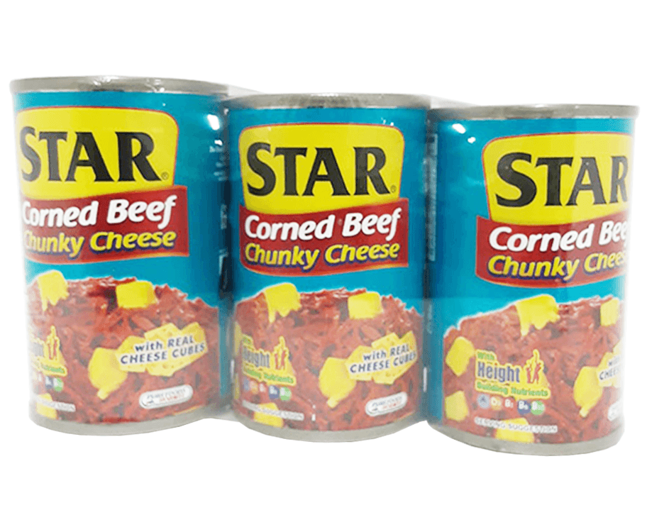 Purefoods Star Corned Beef Chunky Cheese with Real Cheese Cubes Saver's Pack (3 Packs x 150g)