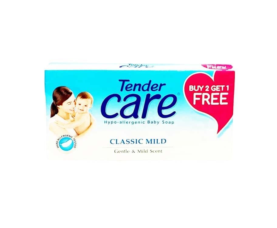 Tender Care Hypo-allergenic Baby Soap Classic Mild Gentle & Mild Scent (2+1 Packs x 80g)