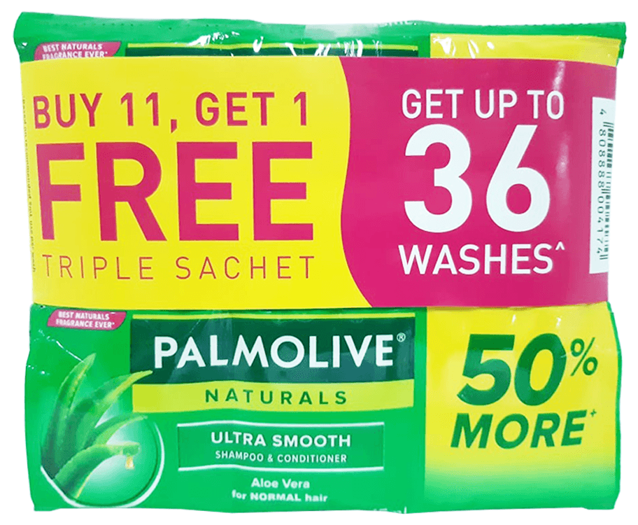 Palmolive Naturals Ultra Smooth Shampoo & Conditioner Aloe Vera (12 Packs x 15mL)