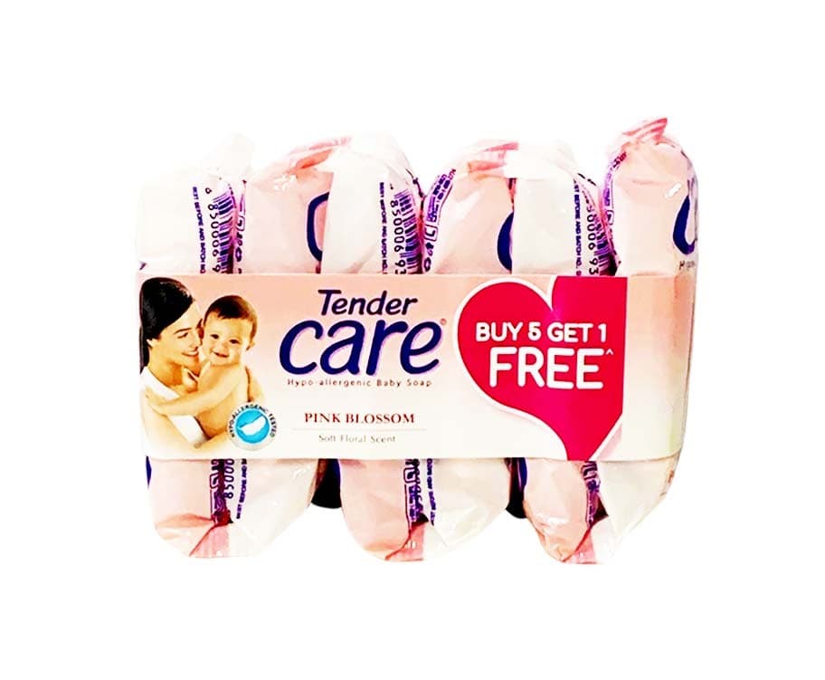 Tender Care Hypo-allergenic Baby Soap Pink Blossom Soft Floral Scent (5+1 Packs x 55g)