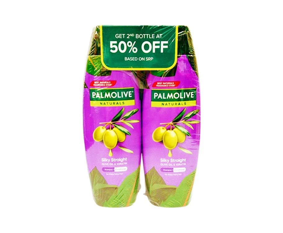 Palmolive Naturals Silky Straight Olive Oil & Keratin Shampoo & Conditioner (2 Packs x 180mL)