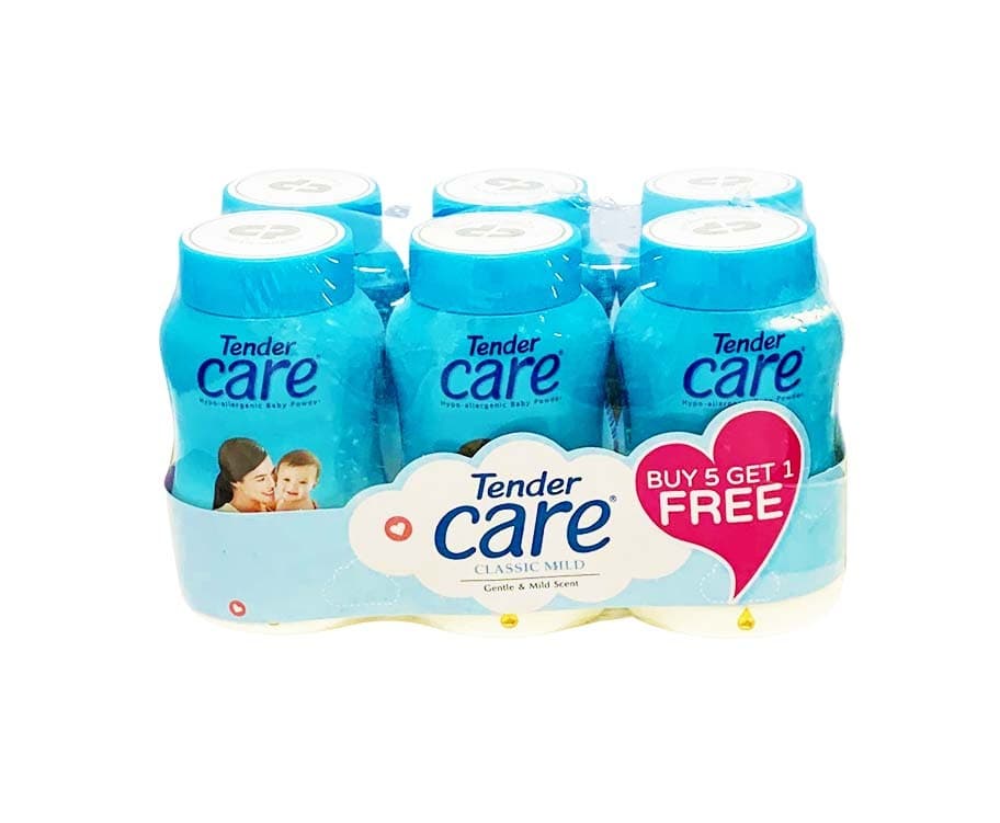 Tender Care Hypo-allergenic Baby Powder Classic Mild Gentle & Mild Scent (5+1 Packs x 50g)