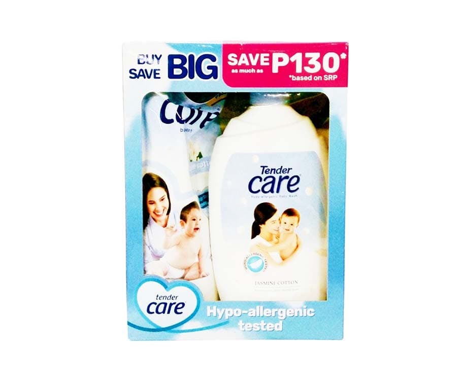 Tender Care Hypo-Allergenic Baby Wash Jasmine Cotton Scent 1L + Tender Care Baby Wash Jasmine Cotton Scent Refill 600g