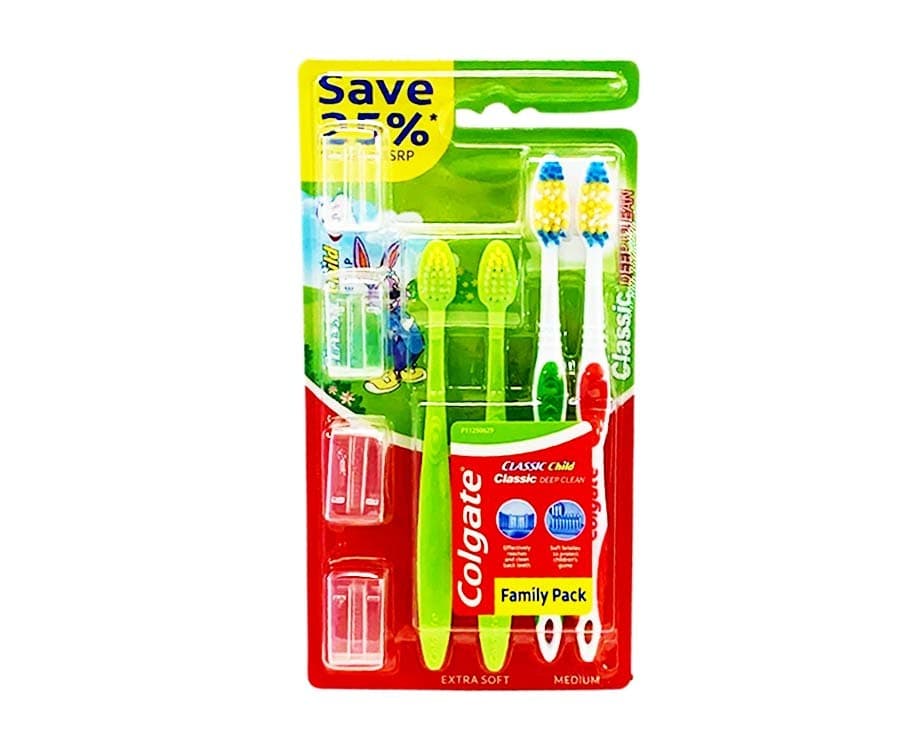 Colgate Extra Soft Medium Family Pack Toothbrush (2 Classic Child Toothbrush + 2 Claasic Deep Clean Toothbrush)