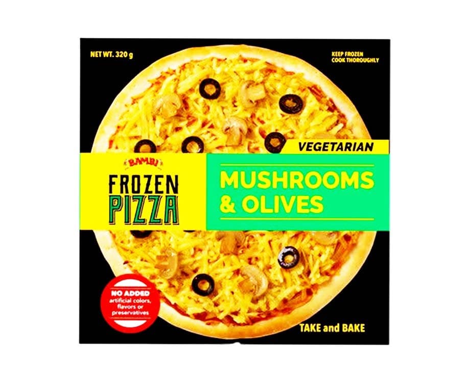 Bambi Frozen Pizza Vegetarian Mushroom & Olives 320g