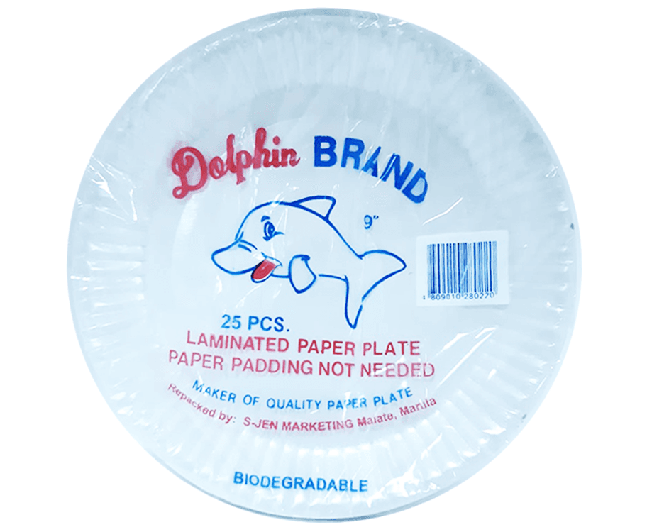 Dolphin Brand Laminated Paper Plate 9 Inches 25 Pieces