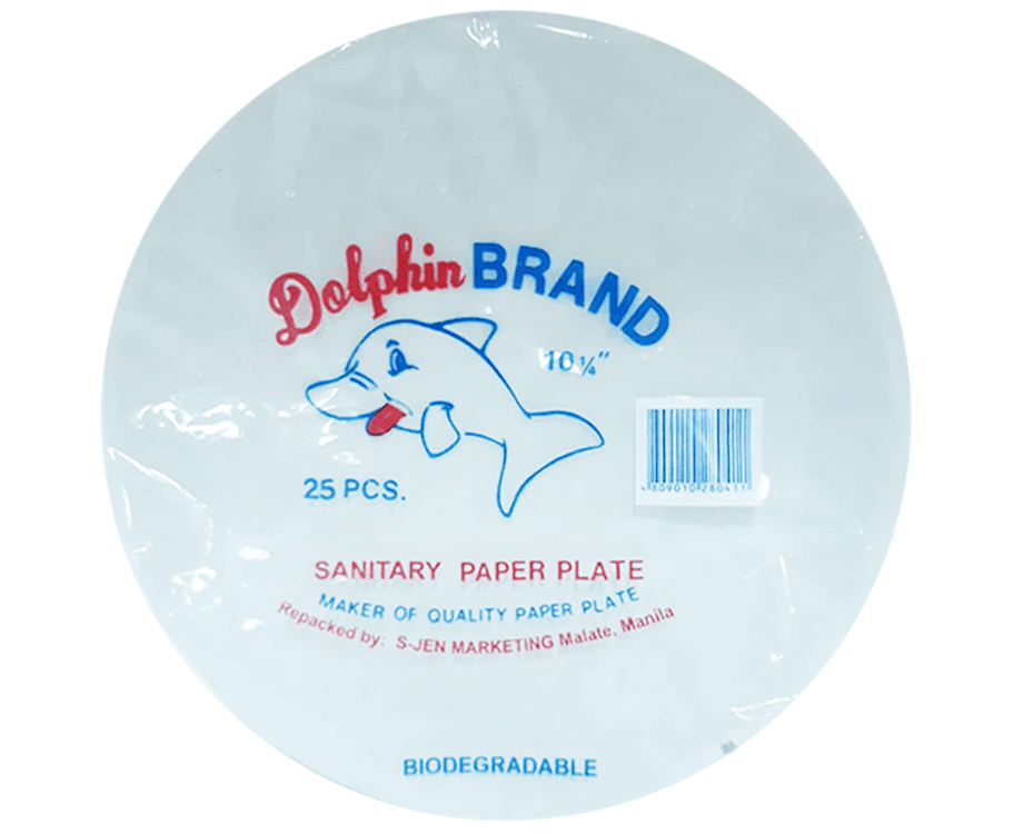 Dolphin Brand Sanitary Paper Plate 10 1/4 Inches 25 Pieces
