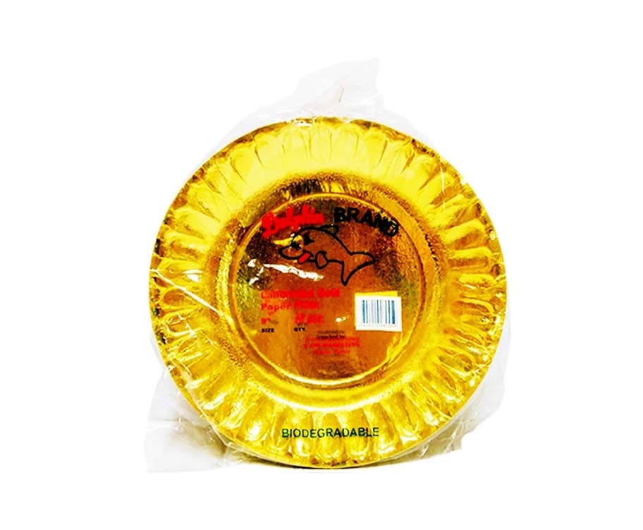 Dolphin Brand Laminated Gold Paper Plate 9 Inches 20 Pieces