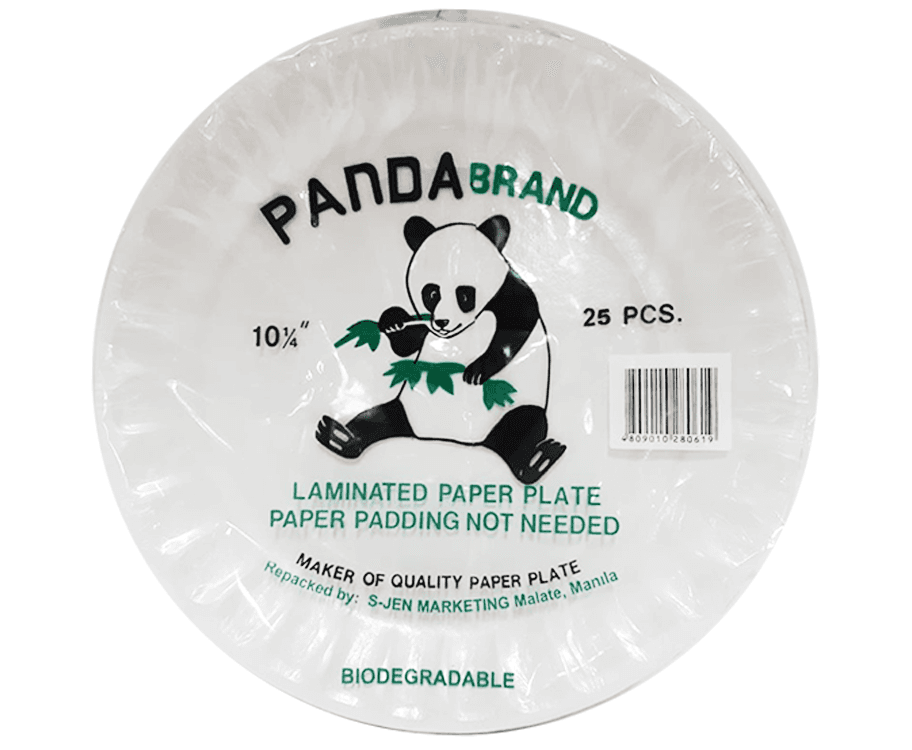 Panda Brand Laminated Paper Plate 10 1/4 Inches 25 Pieces