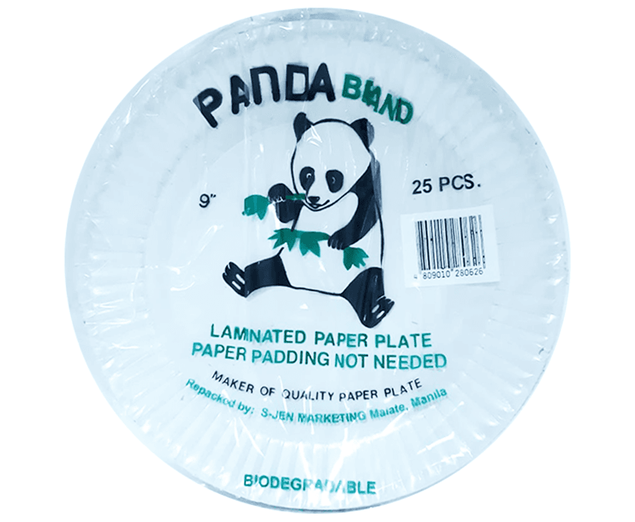 Panda Brand Laminated Paper Plate 9 Inches 25 Pieces