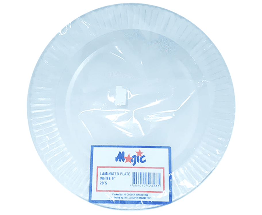 Magic Laminated Plate White 9 Inches 20 Pieces