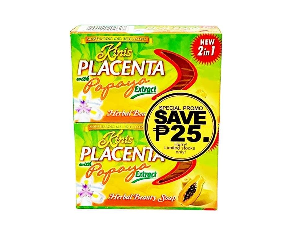 Kinis Placenta with Papaya Extract 2-in-1 Herbal Beauty Soap (2 Packs x 135g)