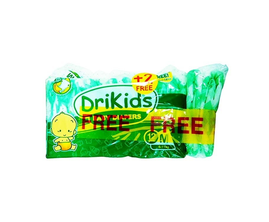 DriKids Baby Diapers Medium 6-11kg 12+2 Diapers