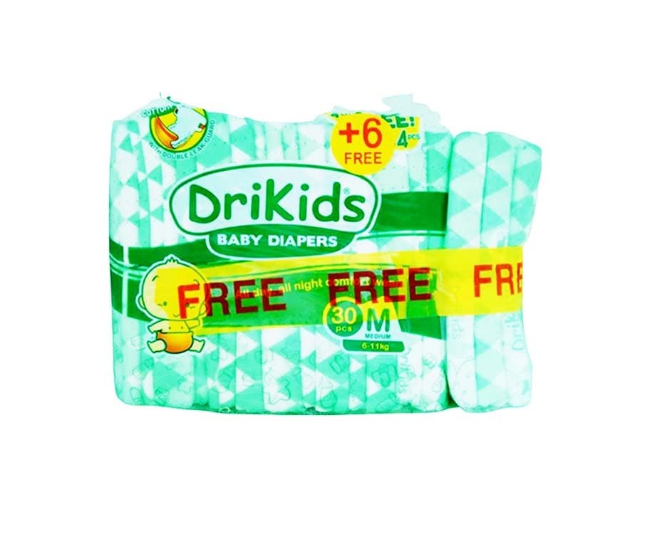 DriKids Baby Diapers 30+6 Pieces M 6-11kg